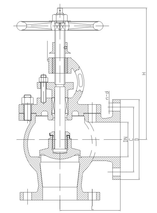 船用鑄鋼舷側截止閥JIS F7350-1986結構圖與尺寸表(圖1) 船用鑄鋼舷側截止閥JIS F7350-1986