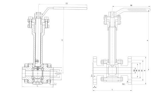 低溫球閥,超低溫球閥結構圖