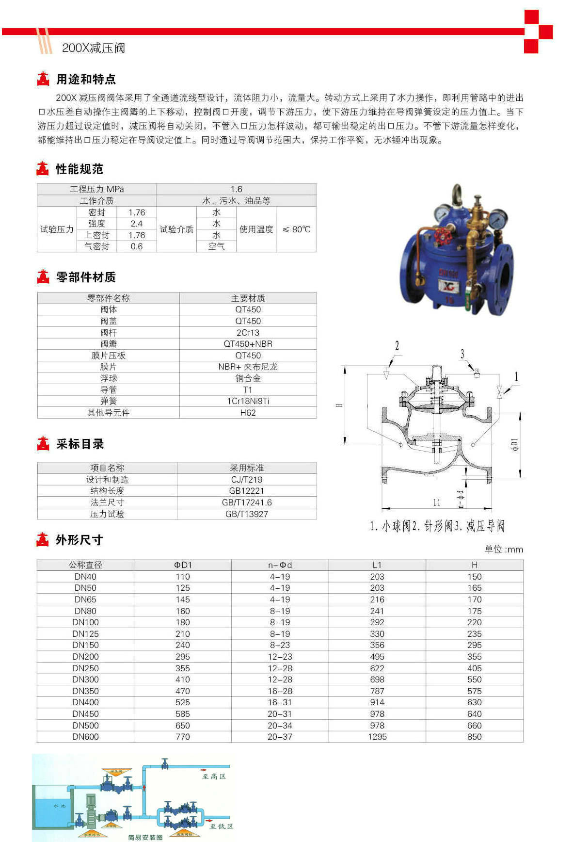 減壓穩壓閥規格型號選型